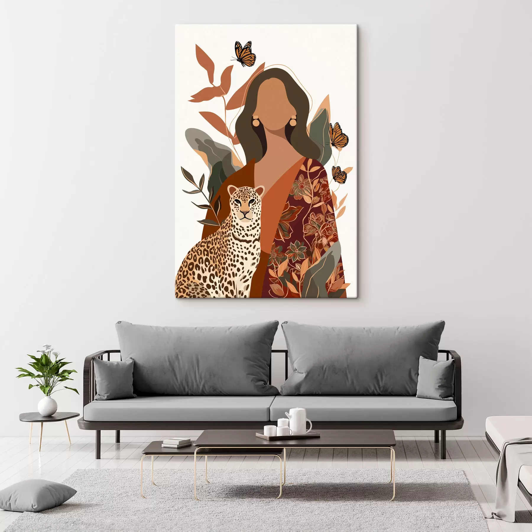 murales de pared Mujer con un conjunto estampado s48434