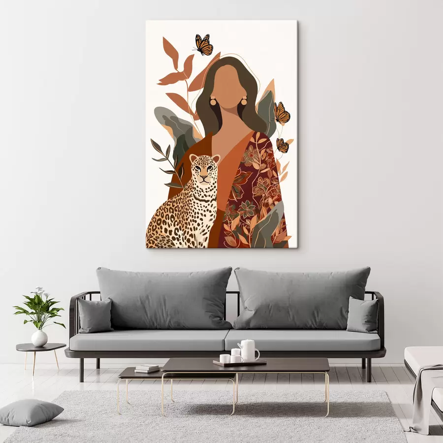 murales de pared Mujer con un conjunto estampado s48434