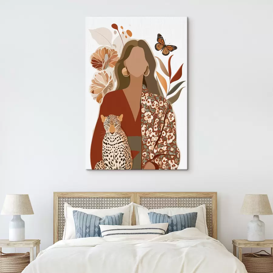 murales de pared Mujer con fondo floral s48435
