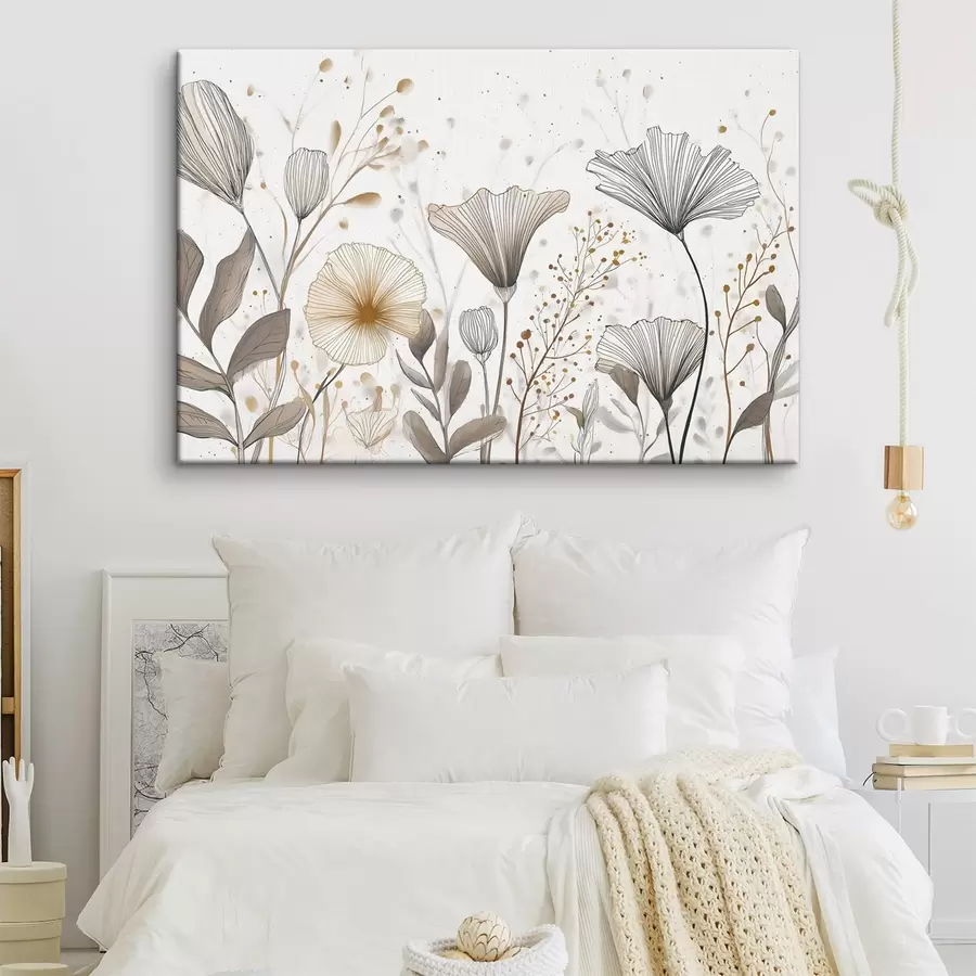 murales de pared Flores y hierbas estilizadas, minimalismo s48484