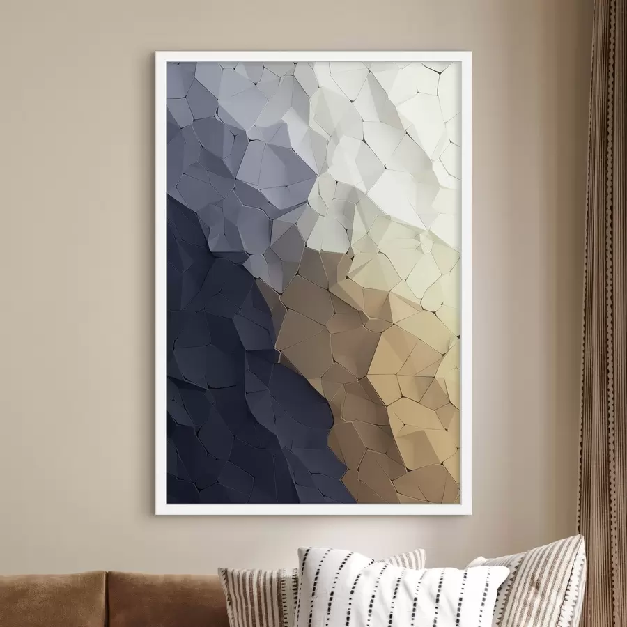 murales de pared Abstracción geométrica en tonos beige y grafito, arte moderno con textura f48478