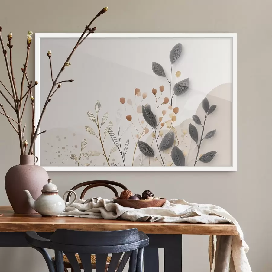 murales de pared Botánica, minimalismo, hojas de color beige f48485