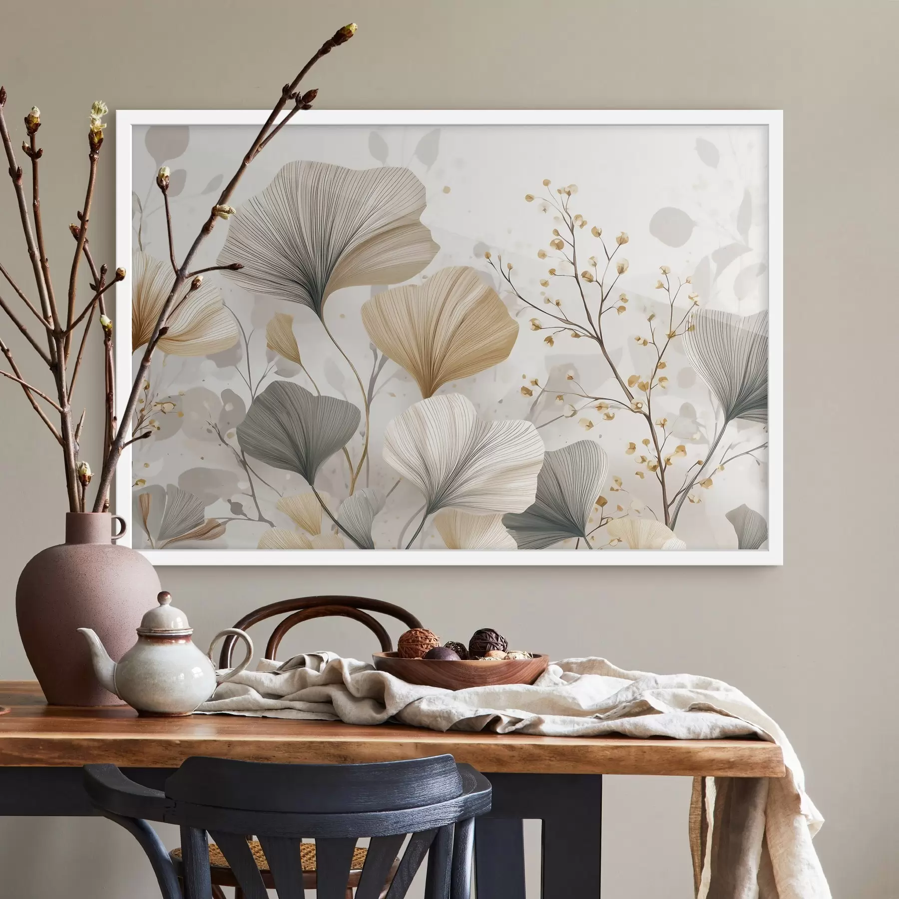 murales de pared Delicadas flores de color marfil f48486