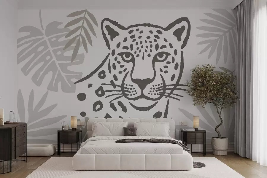murales de pared Un leopardo entre las hojas w05396
