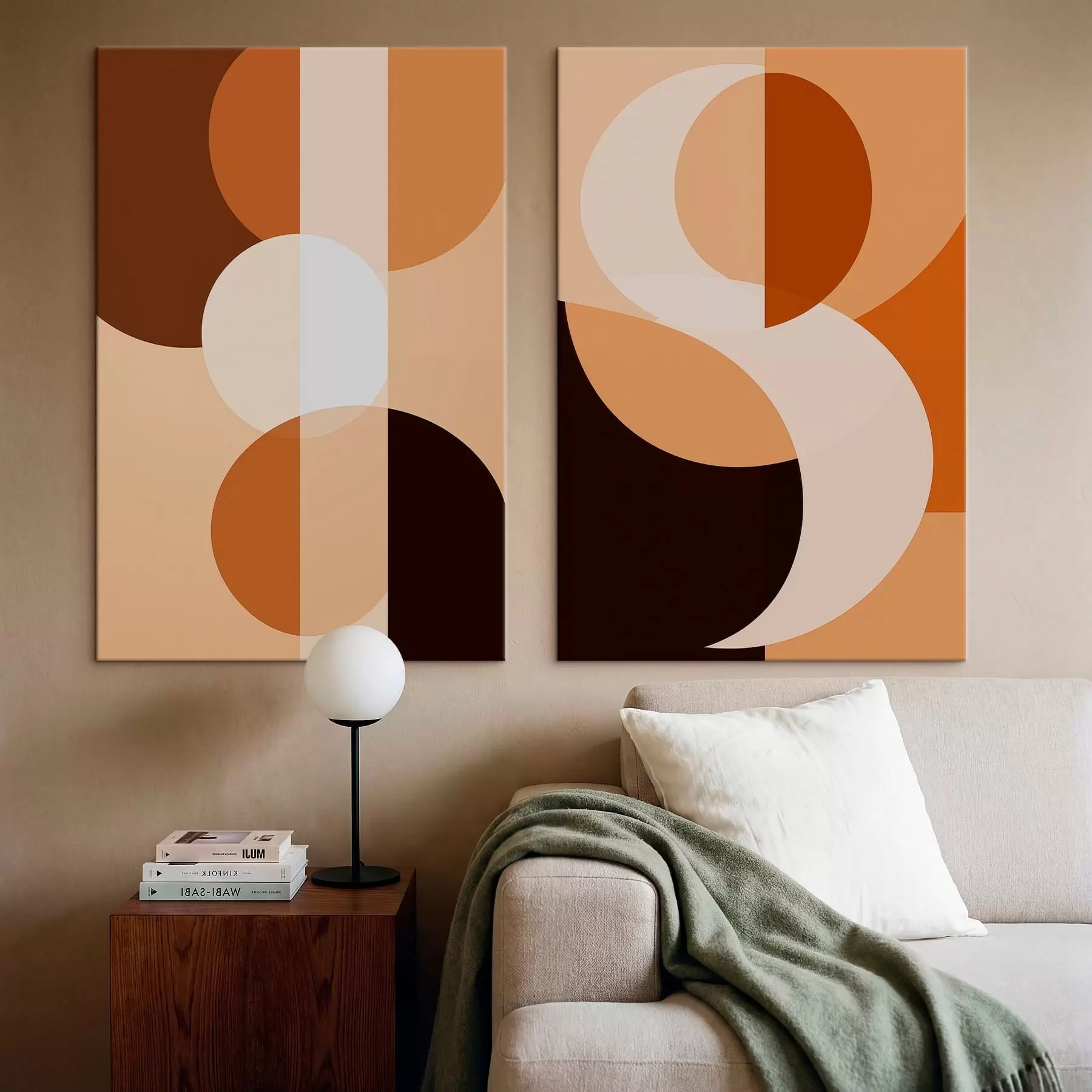 murales de pared Formas geométricas abstractas en tonos cálidos m30242