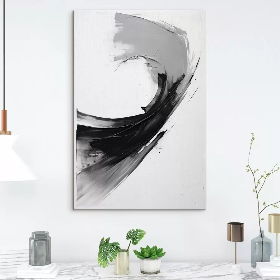 murales de pared Pincelada abstracta en negro sobre fondo blanco s48326