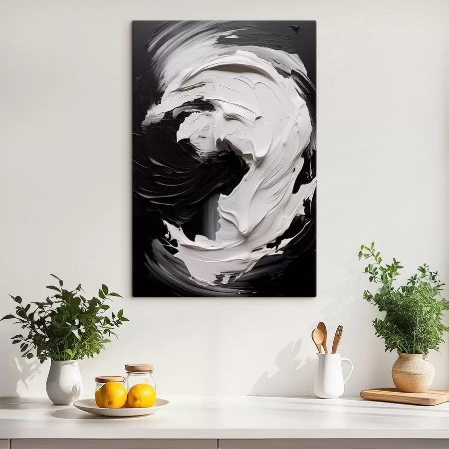 murales de pared Trazos abstractos en blanco y negro con textura s48333