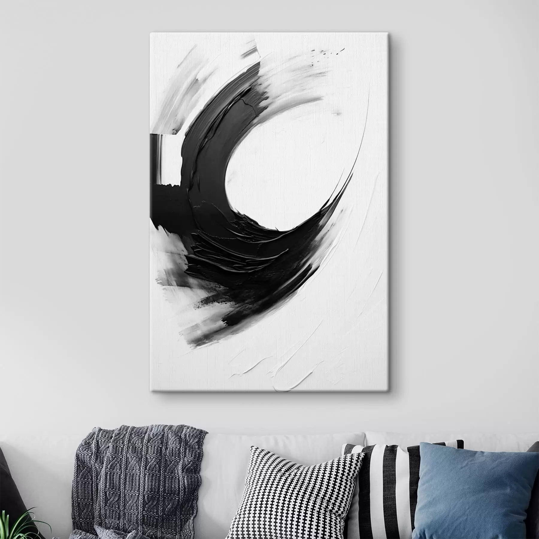 murales de pared Pincelada abstracta en negro sobre fondo claro s48340