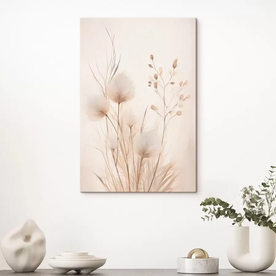 murales de pared Delicadas plantas silvestres en tonos beige s48346