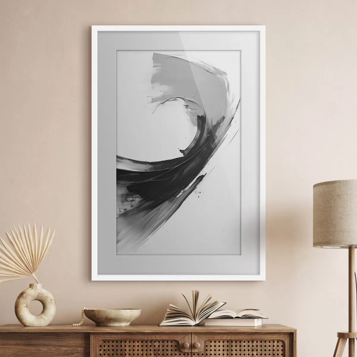 Poster Pincelada abstracta en negro sobre fondo blanco f48326