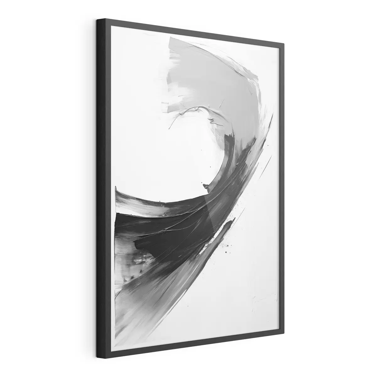 Poster Pincelada abstracta en negro sobre fondo blanco f48326