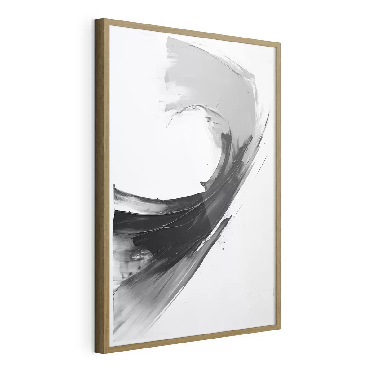 Poster Pincelada abstracta en negro sobre fondo blanco f48326