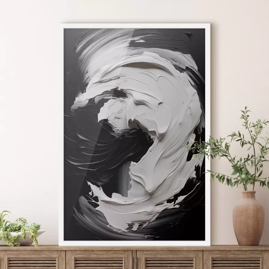 murales de pared Trazos abstractos en blanco y negro con textura f48333