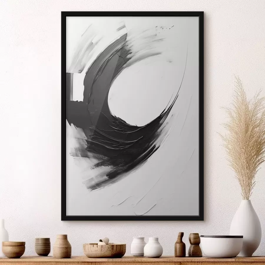 murales de pared Pincelada abstracta en negro sobre fondo claro f48340