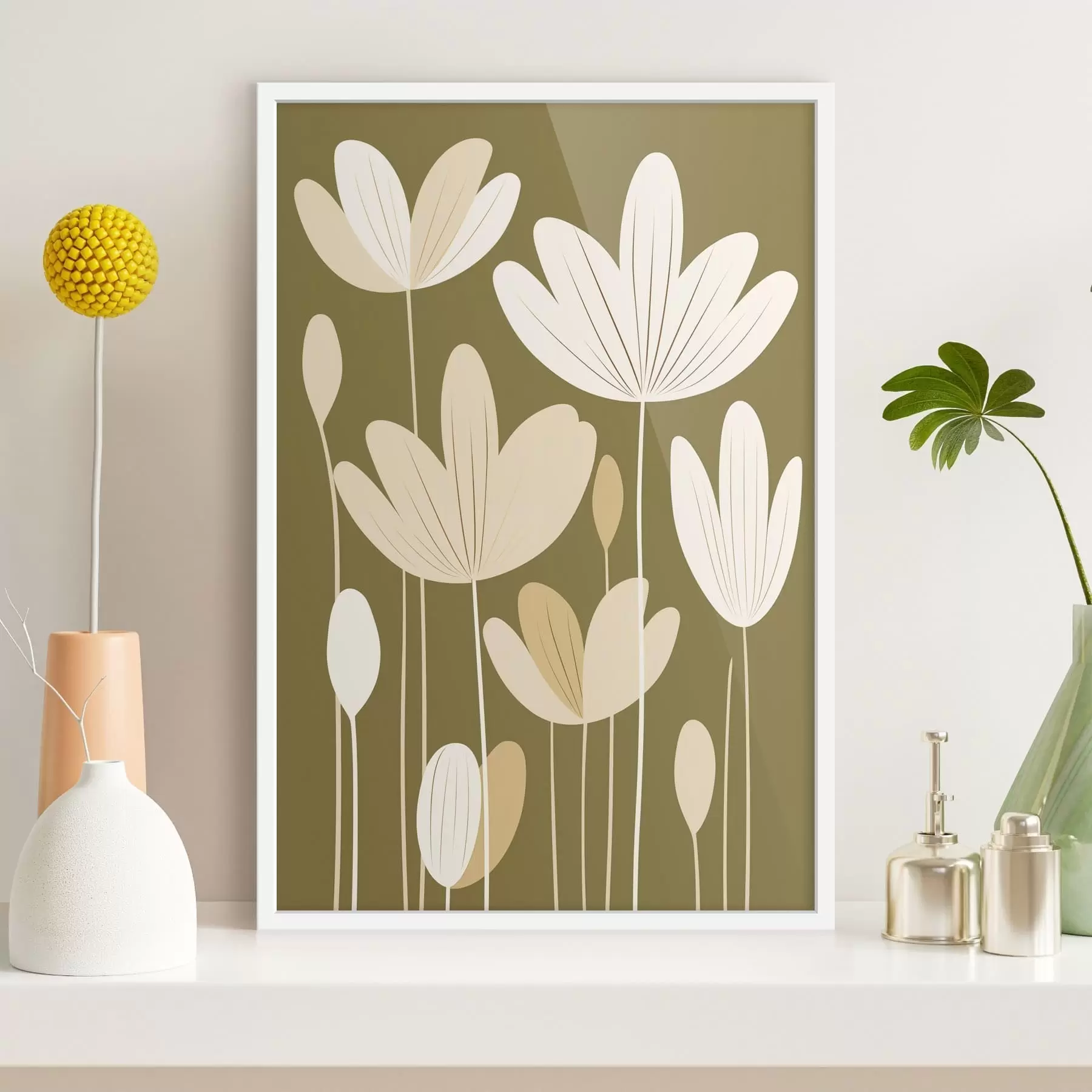 murales de pared Flores estilizadas con un diseño minimalista f48349