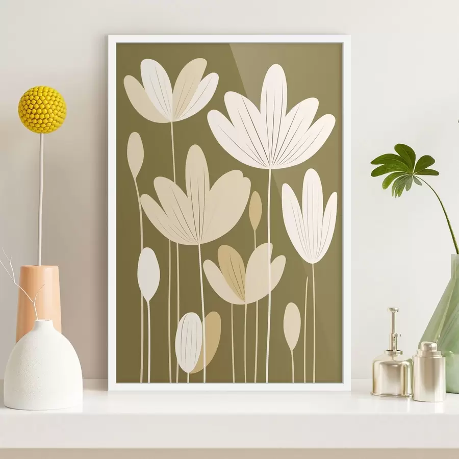 murales de pared Flores estilizadas con un diseño minimalista f48349