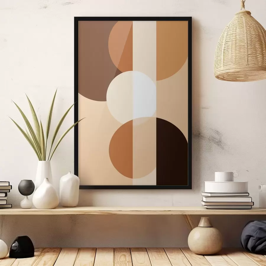 murales de pared Círculos y formas geométricas en tonos cálidos f48350