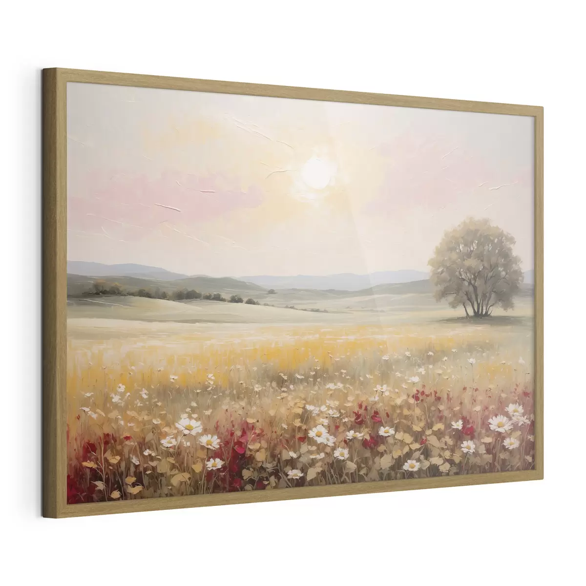 Poster Paisaje con un campo de flores y un árbol en el horizonte f48355