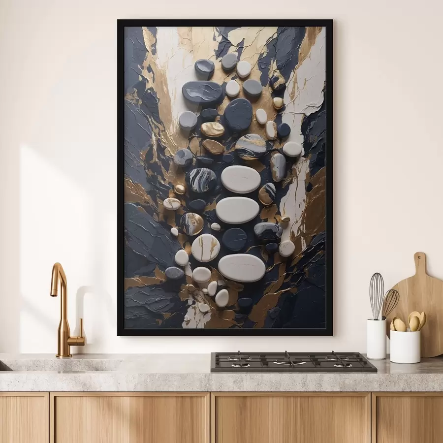 murales de pared Composición abstracta de piedras en tonos azul oscuro f48357
