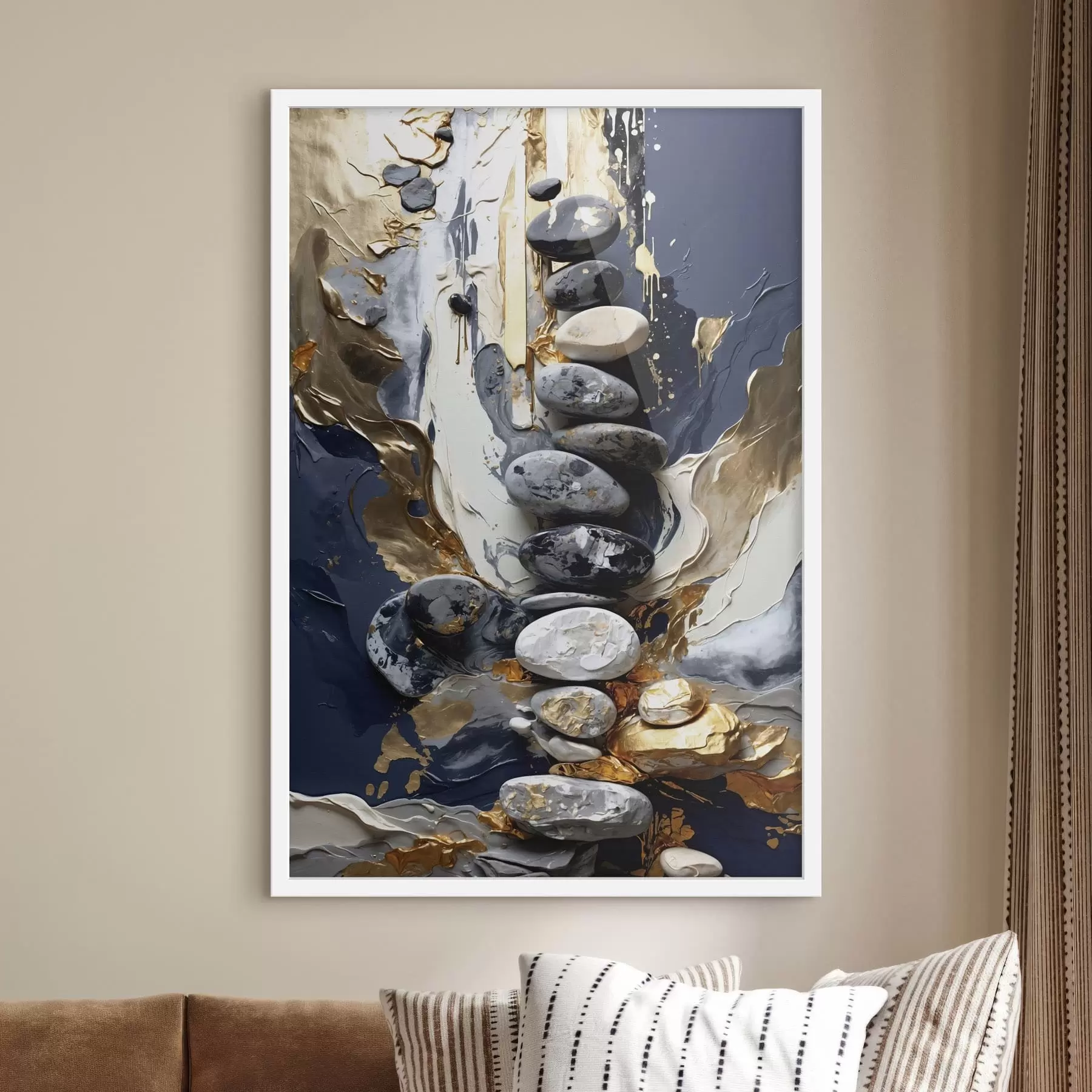 murales de pared Composición abstracta con piedras y trazos texturados f48362