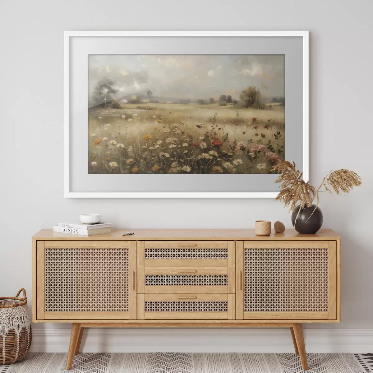 Poster Campo de flores silvestres bañado por una luz suave f48491