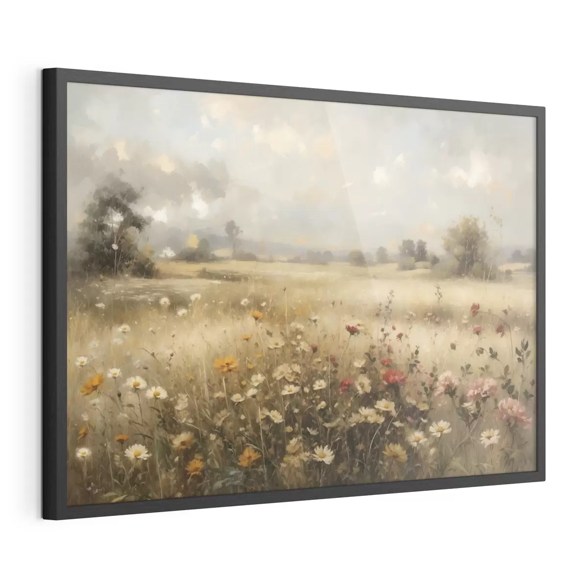 Poster Campo de flores silvestres bañado por una luz suave f48491