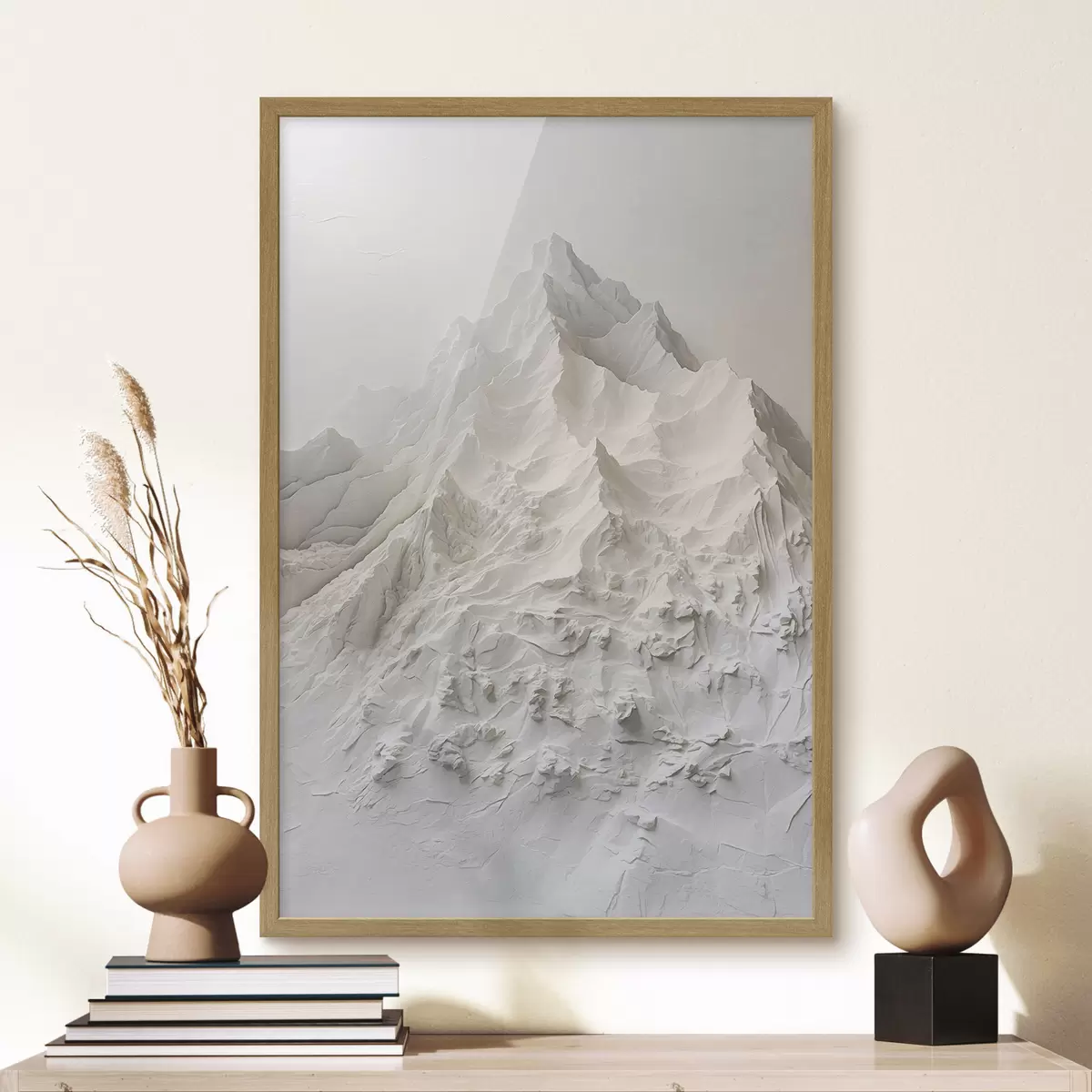 Poster Formas montañosas abstractas con textura en tonos claros f48495