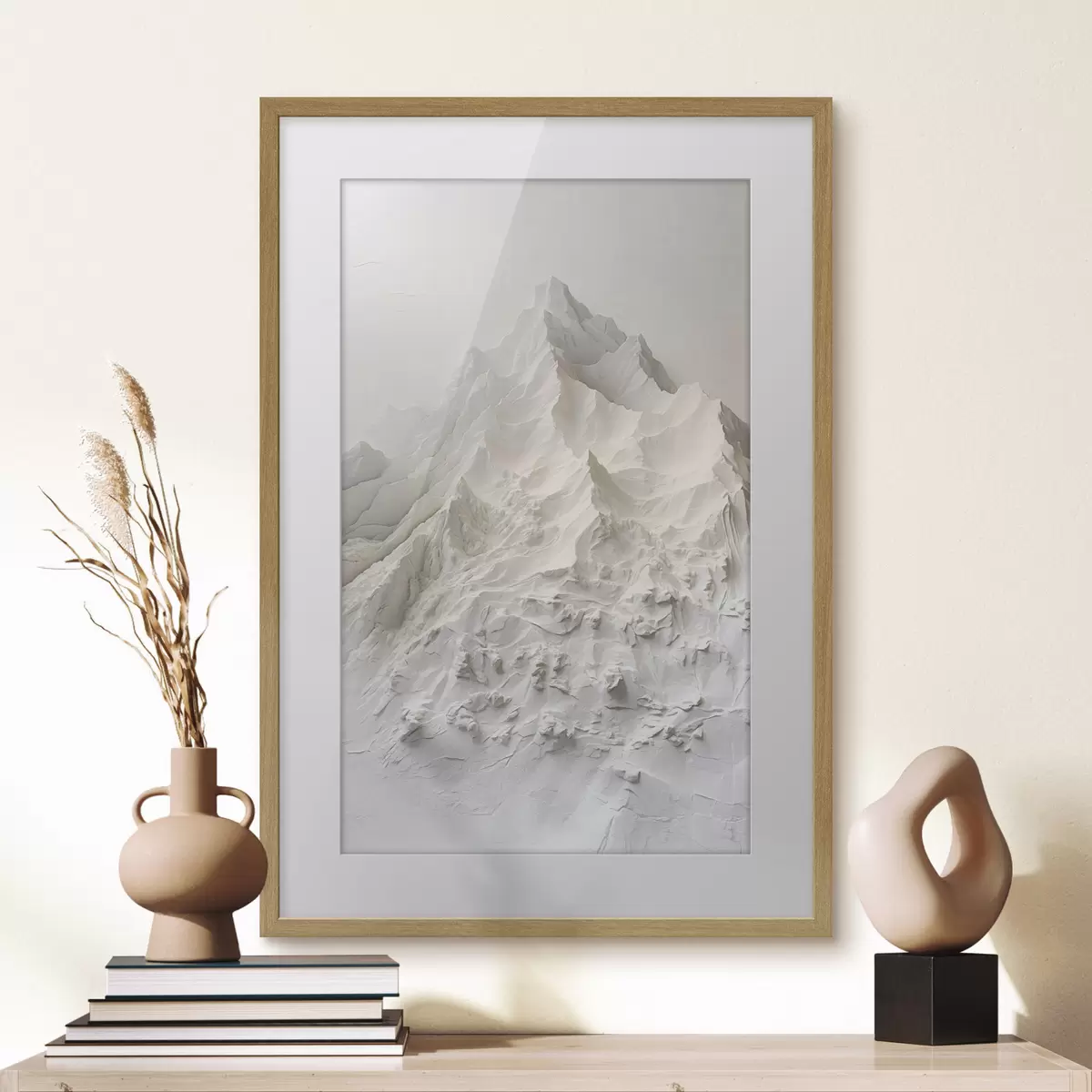 Poster Formas montañosas abstractas con textura en tonos claros f48495