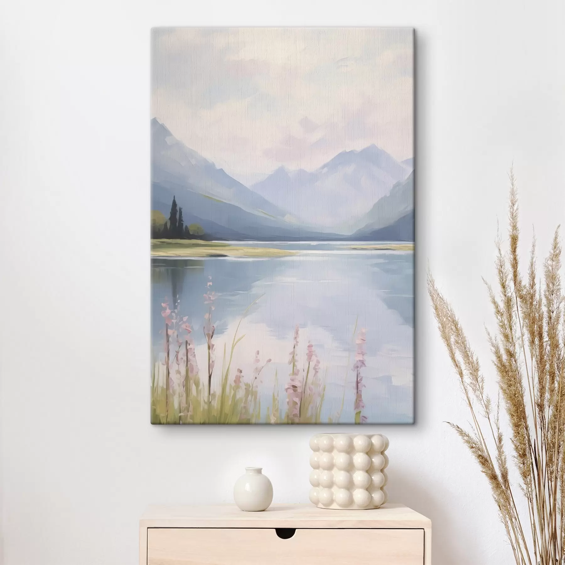 murales de pared Lago cerca de las montañas imitación de pintura s48503