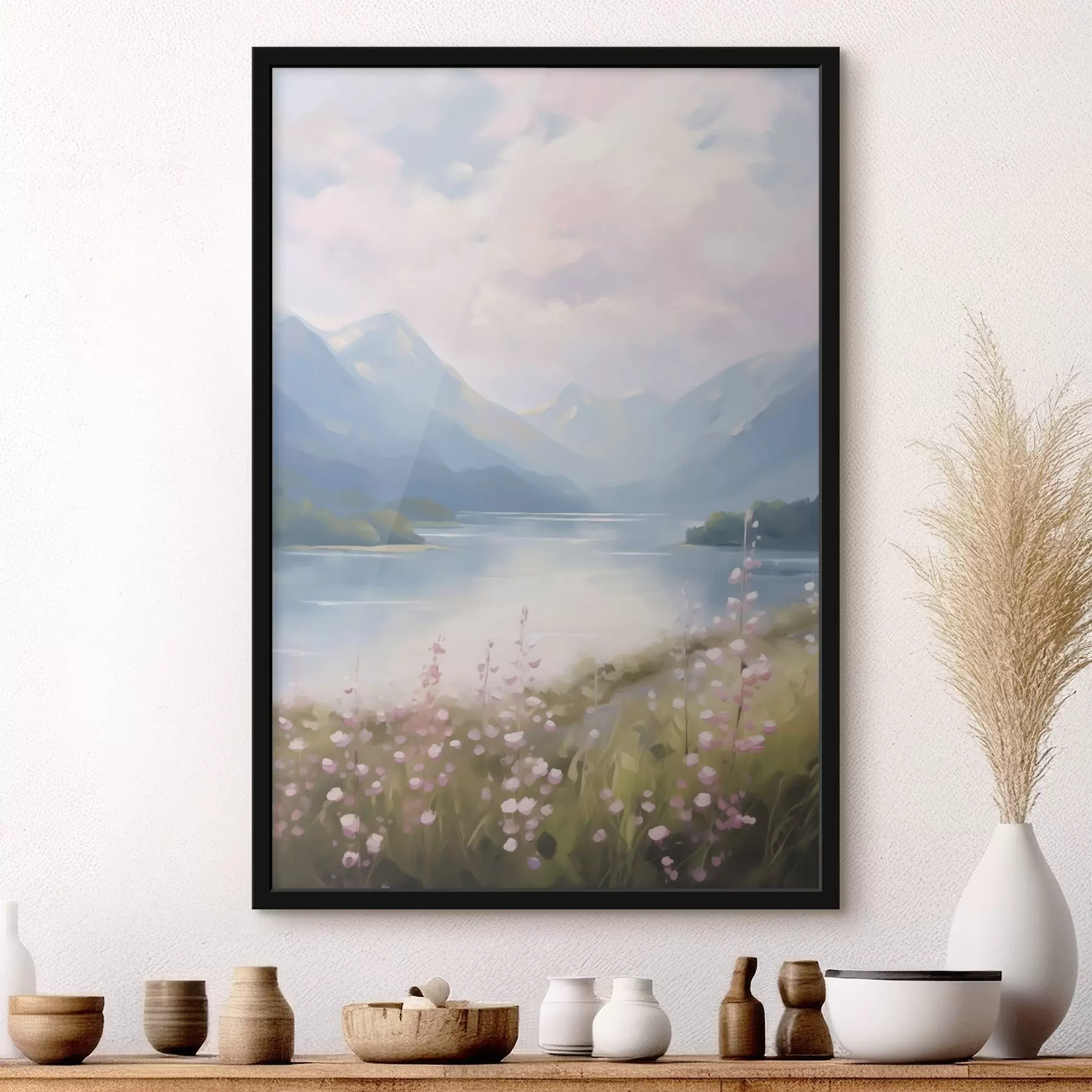 murales de pared Cuadro que imita un lago de montaña f48504