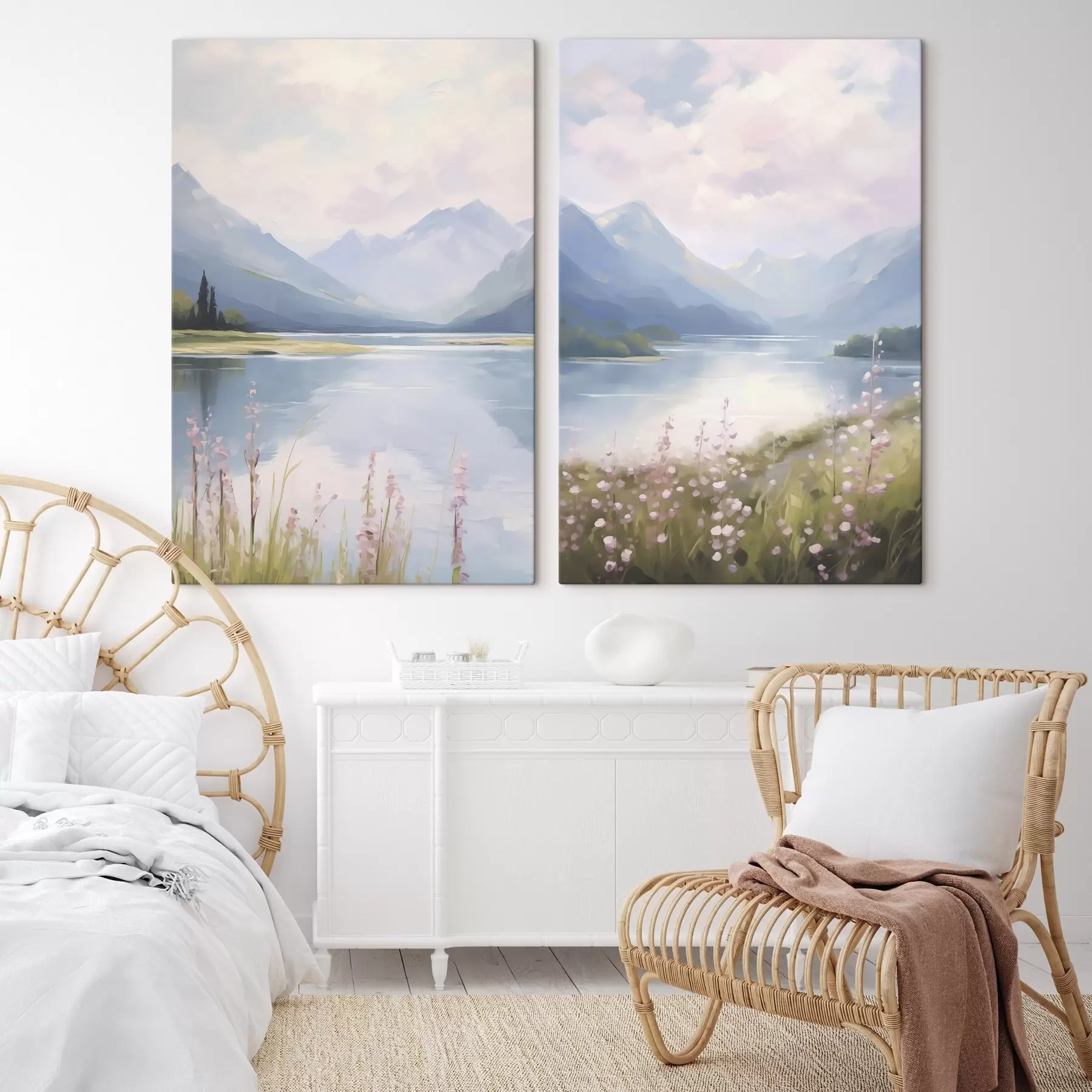 murales de pared Lago cerca de las montañas imitación de pintura m30248