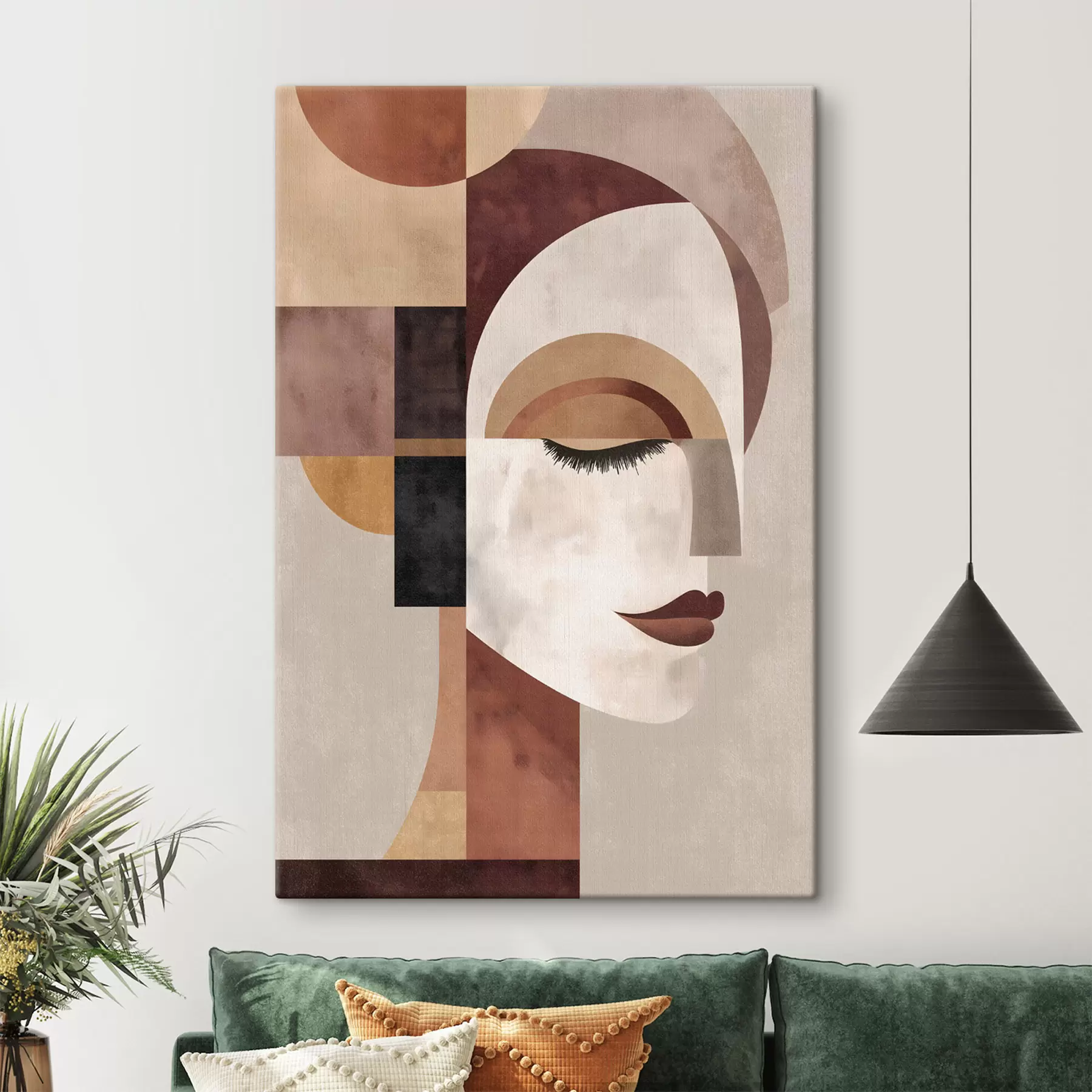 murales de pared un rostro femenino abstracto de perfil s48523