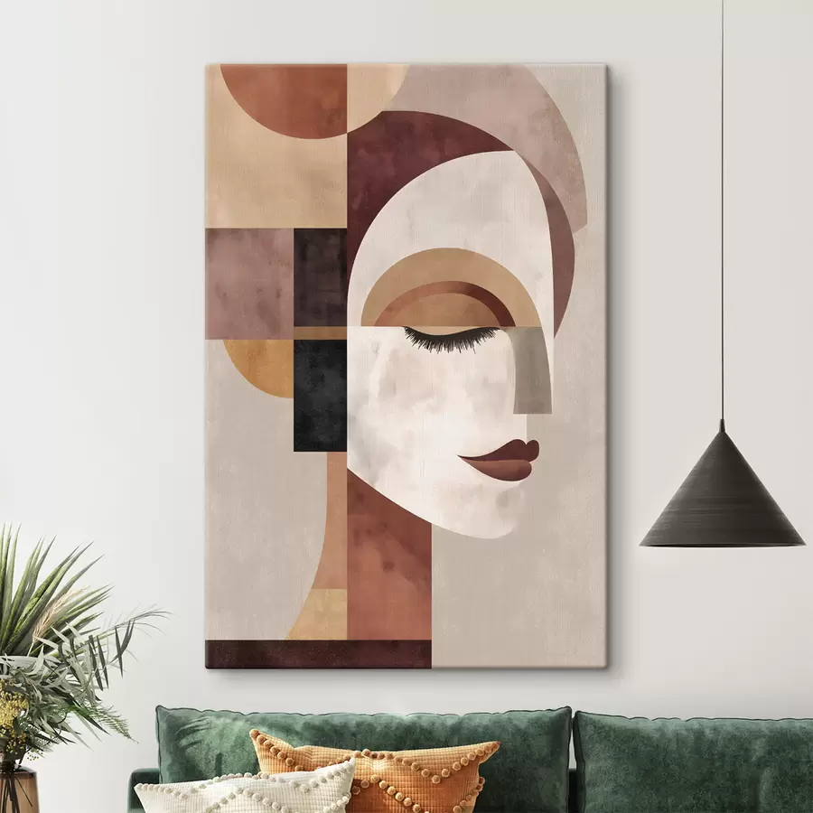 murales de pared un rostro femenino abstracto de perfil s48523