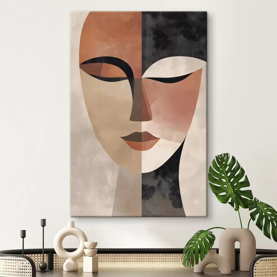 murales de pared un rostro femenino abstracto de perfil s48524