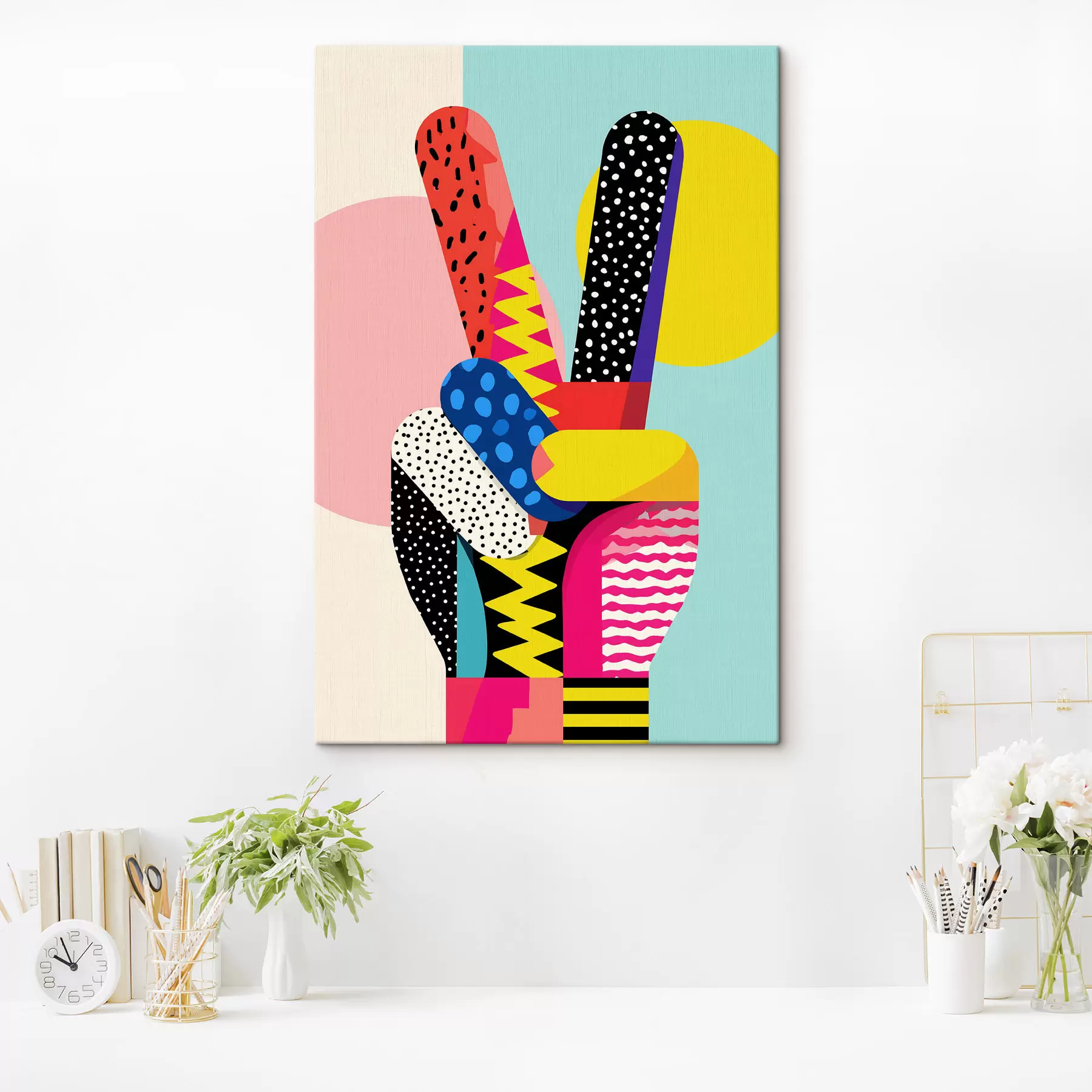 murales de pared un gesto de victoria estilizado s48548