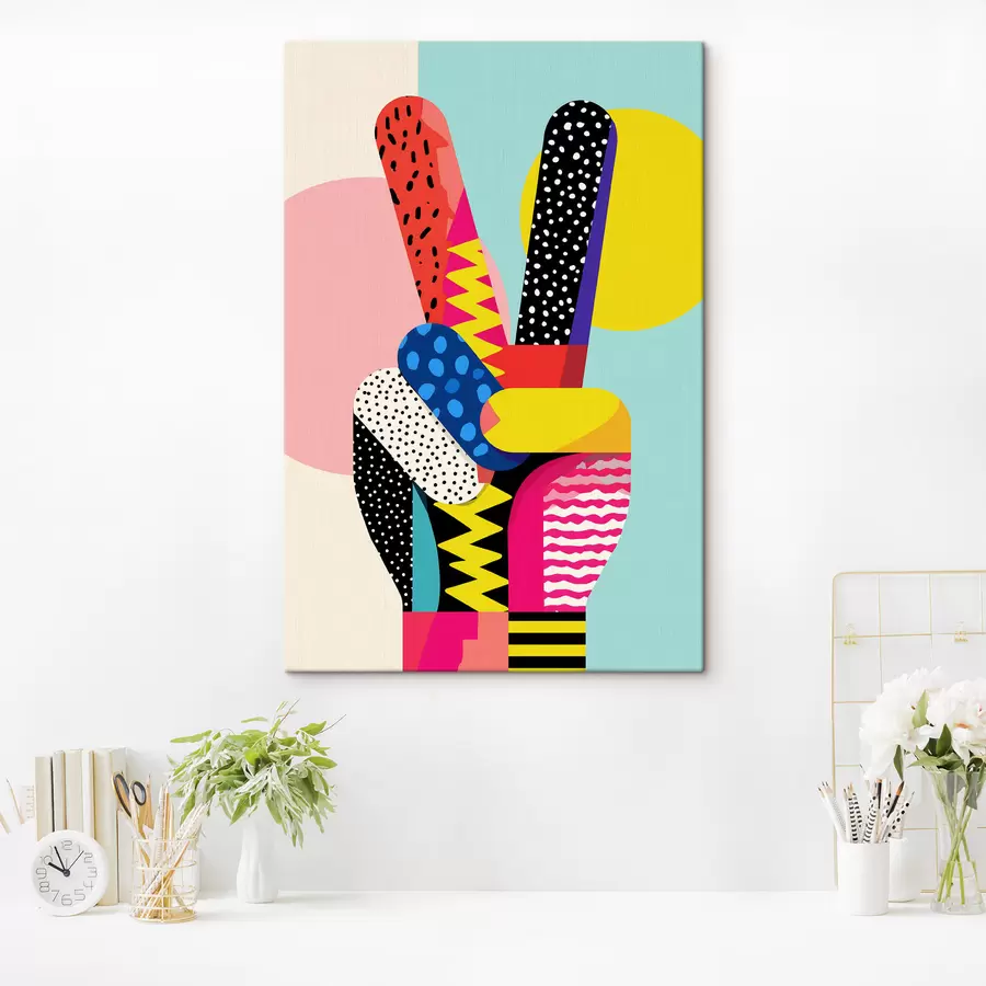 murales de pared un gesto de victoria estilizado s48548