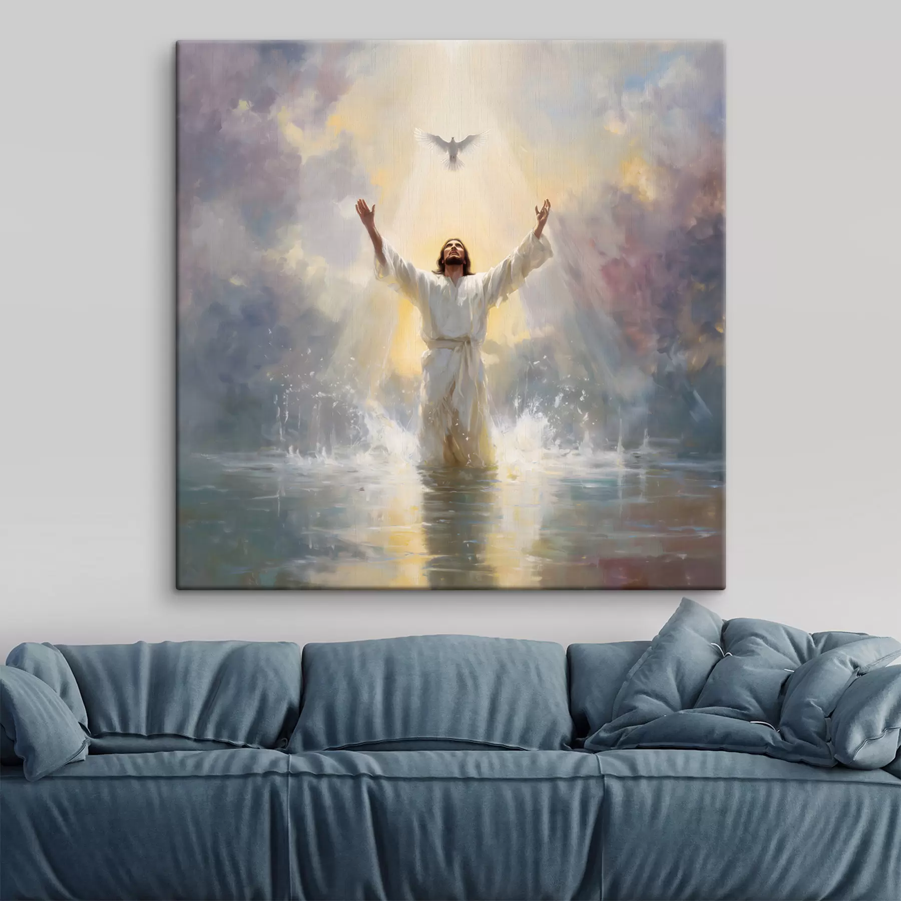 murales de pared la imagen de Jesús en el agua s48550