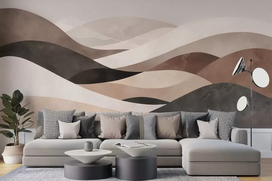 murales de pared Olas abstractas en tonos beige arena w09792