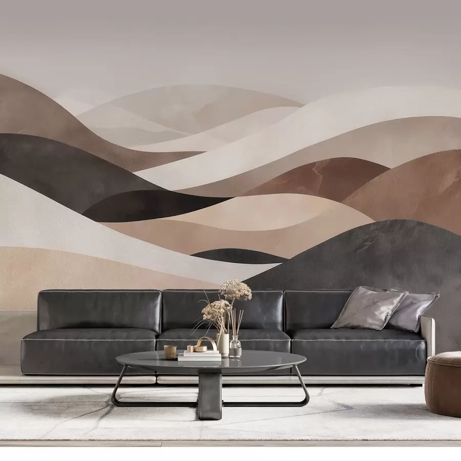 murales de pared Olas abstractas en tonos beige arena w09792
