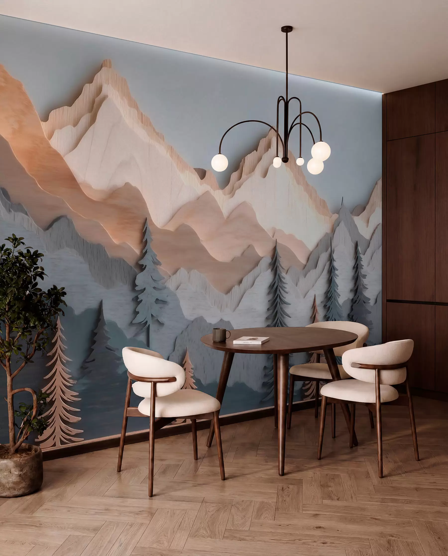 murales de pared Capas de montaña talladas w09793