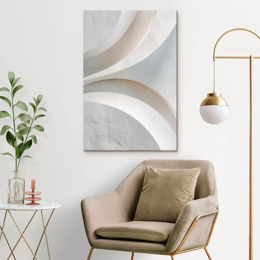 murales de pared Panel decorativo con formas arquitectónicas tridimensionales sobre un fondo claro s48191