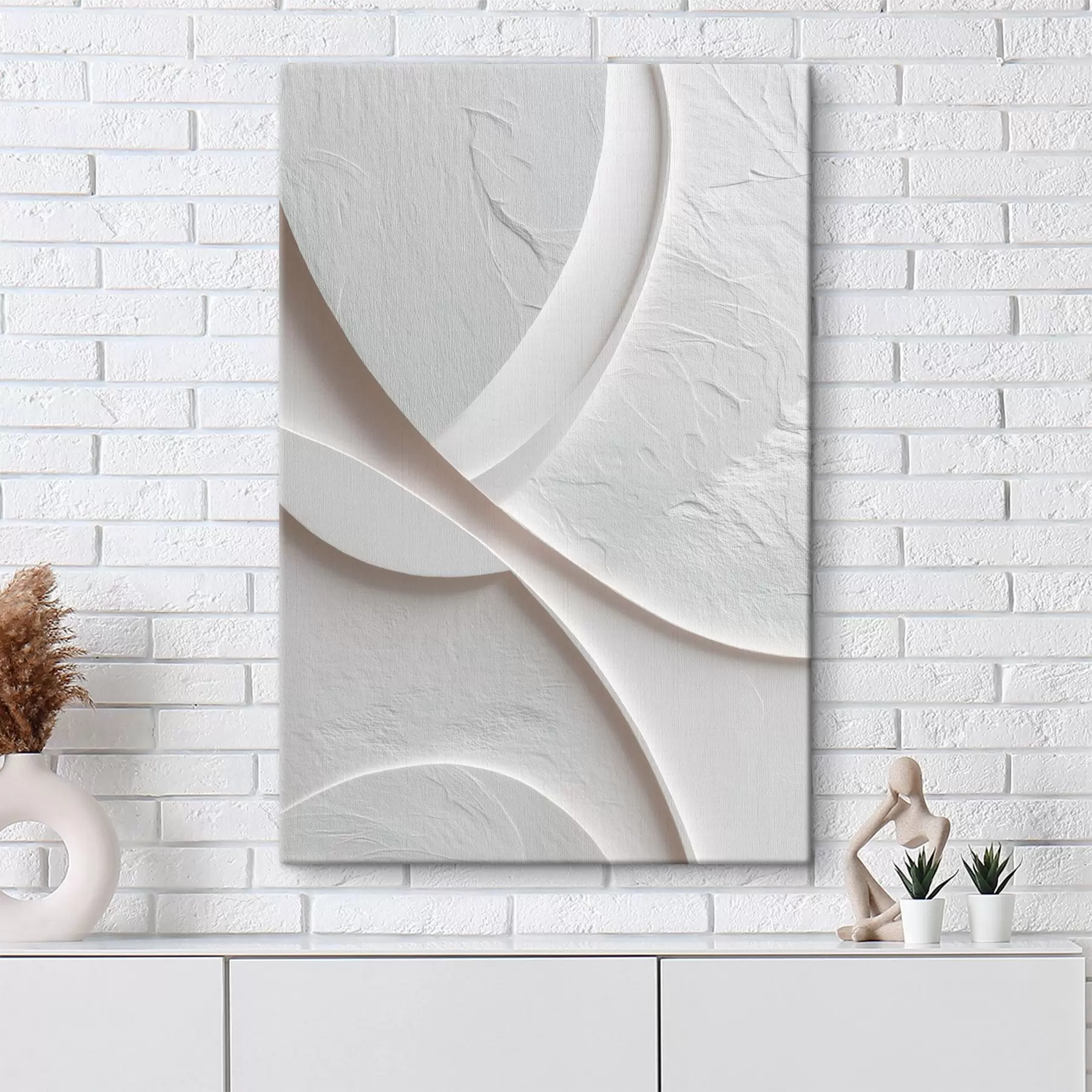 murales de pared Panel decorativo con líneas suaves y textura de piedra sobre un fondo claro s48192