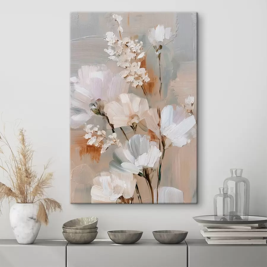 murales de pared Composición floral en tonos pastel al estilo de la pintura al óleo s48194