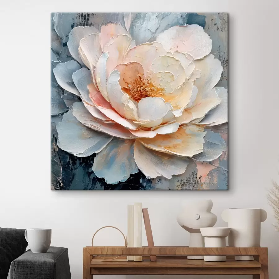 murales de pared Primer plano de una flor con pinceladas texturizadas y expresivas, en un estilo pictórico contemporáneo s48198