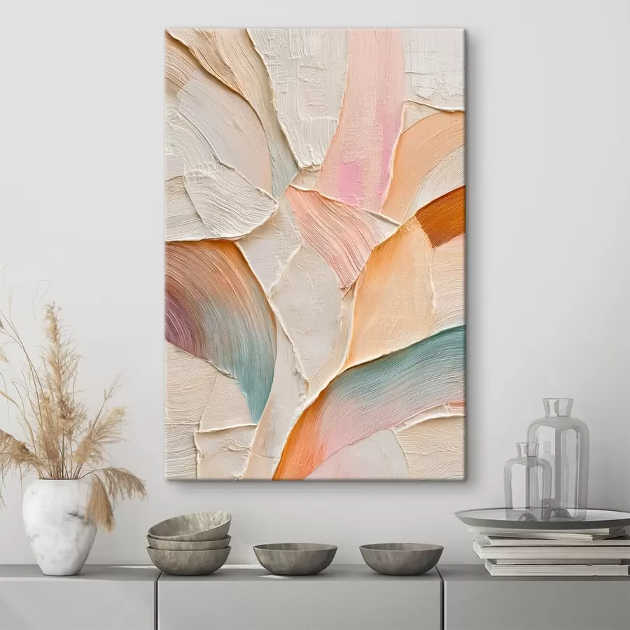 murales de pared Fondo abstracto con pinceladas dinámicas en tonos melocotón y azul s48202