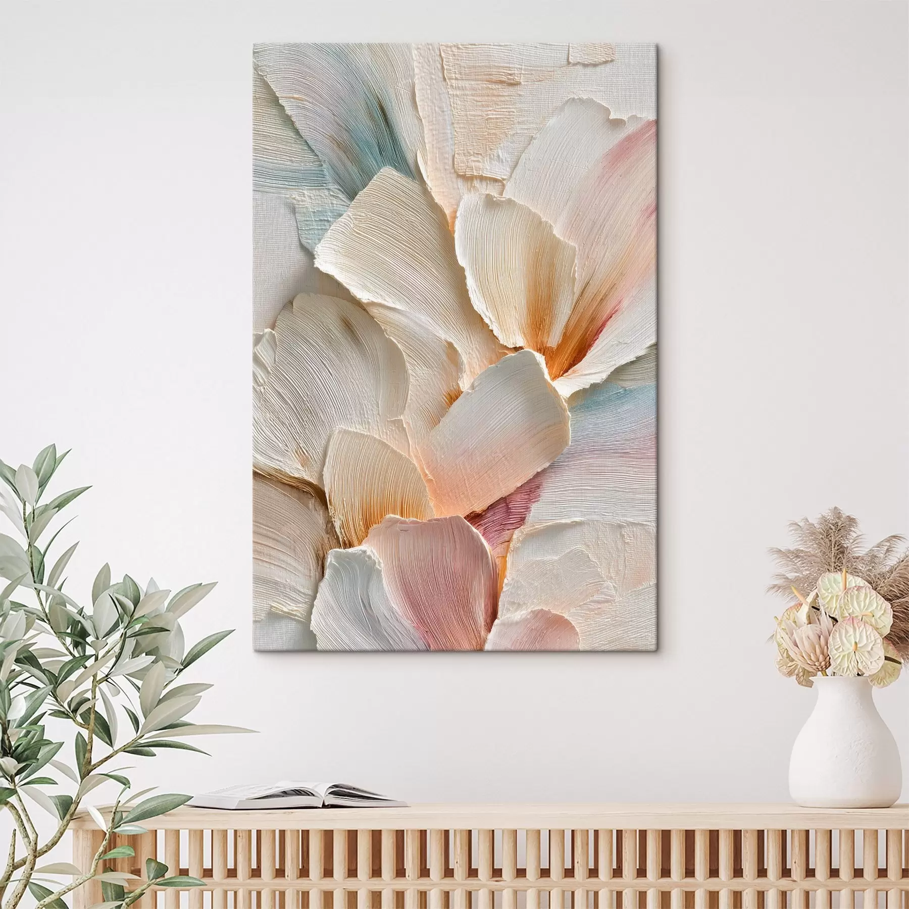 murales de pared Composición floral abstracta en tonos claros, al estilo de la pintura al óleo s48204
