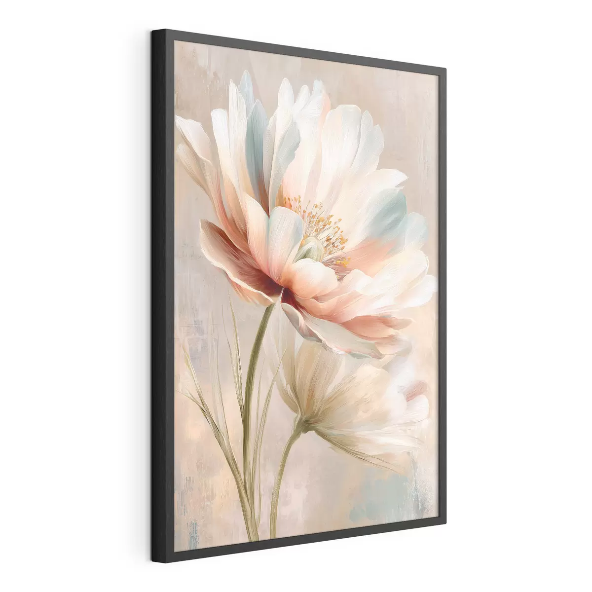 Poster Delicadas peonías en tonos beige y coral, al estilo de una pintura al óleo f48184