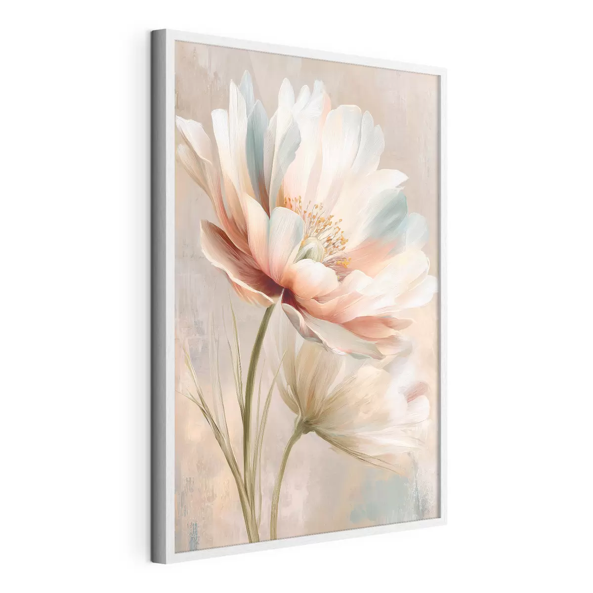 Poster Delicadas peonías en tonos beige y coral, al estilo de una pintura al óleo f48184