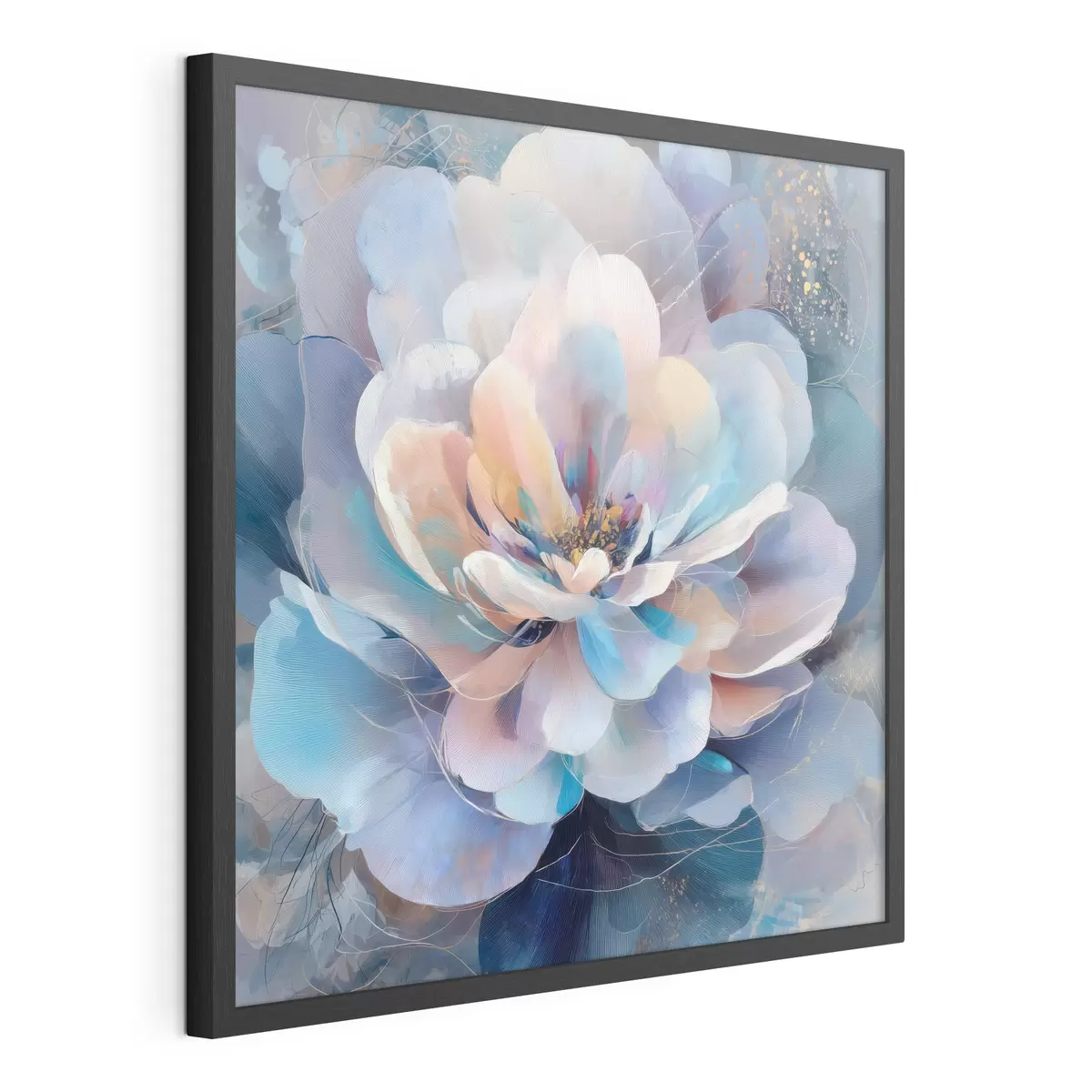 Poster Flor abstracta en tonos rosas y azules, en estilo pictórico contemporáneo f48185