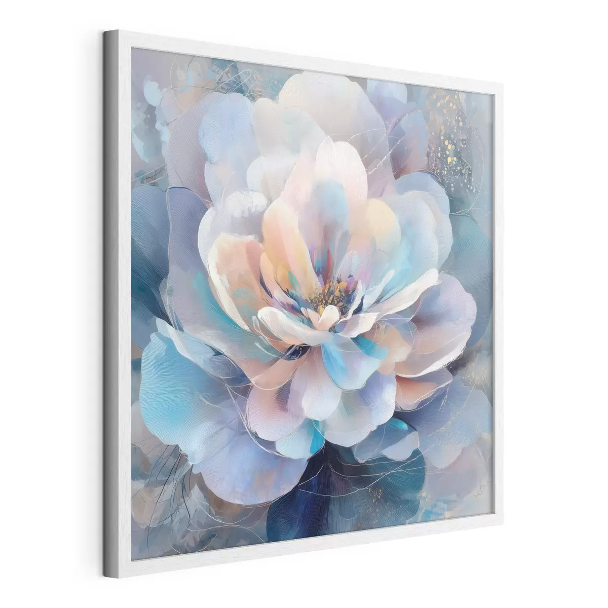 Poster Flor abstracta en tonos rosas y azules, en estilo pictórico contemporáneo f48185